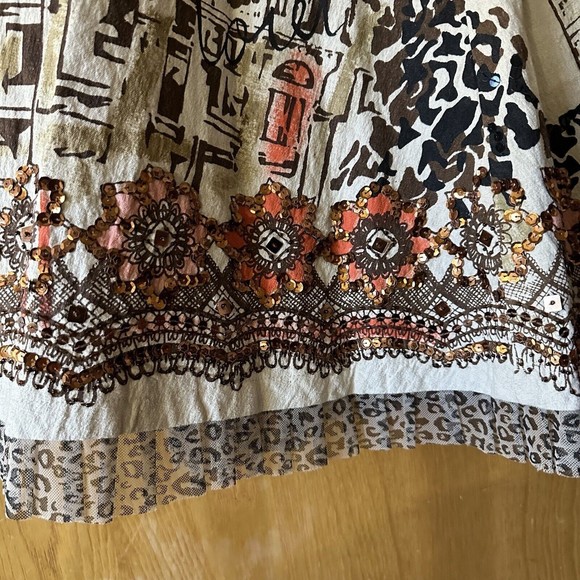 Basil & Maude Skirt Sz 2 Beaded Embroidered A-Line Beige Silver Collection Women - Picture 6 of 15